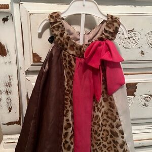 Bonnie Jean Animal Print Dress with Pink Accent